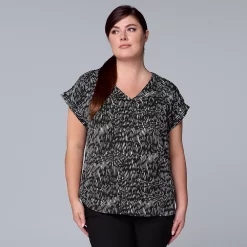 Plus Size Simply Vera Vera Wang Dolman Popover Top -SIMPLY VERA VERA WANG Sales 4852066 Graphic Abstract