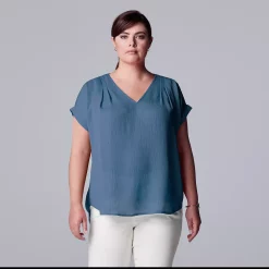Plus Size Simply Vera Vera Wang Dolman Popover Top -SIMPLY VERA VERA WANG Sales 4852066 Moonbeam Blue