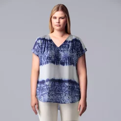 Plus Size Simply Vera Vera Wang Dolman Popover Top -SIMPLY VERA VERA WANG Sales 4852066 Shibori Dye