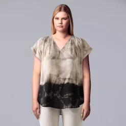 Plus Size Simply Vera Vera Wang Dolman Popover Top -SIMPLY VERA VERA WANG Sales 4852066 Summer Dip Dye