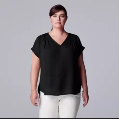 Plus Size Simply Vera Vera Wang Dolman Popover Top -SIMPLY VERA VERA WANG Sales 4852066 Vera Black