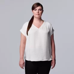 Plus Size Simply Vera Vera Wang Dolman Popover Top -SIMPLY VERA VERA WANG Sales 4852066 White Knight