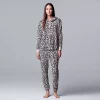 Women's Simply Vera Vera Wang Velour Hooded Pajama Top and Banded Bottom Pajama Pants Sleep Set -SIMPLY VERA VERA WANG Sales 5005135 Pink Animal