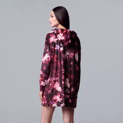 Women's Simply Vera Vera Wang Velour Long Sleeve Hooded Sleepshirt -SIMPLY VERA VERA WANG Sales 5005136 ALT