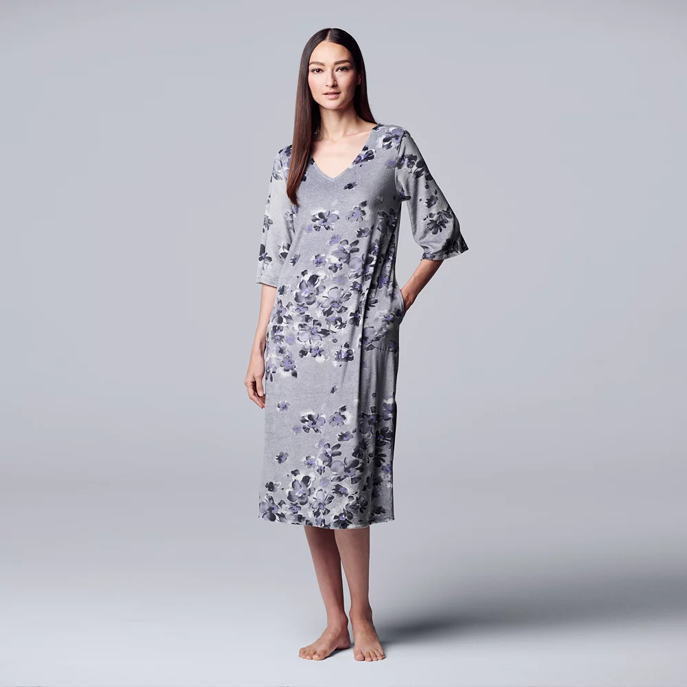 Women's Simply Vera Vera Wang Velour Maxi Sleepshirt 4 Women's Simply Vera Vera Wang Velour Maxi Sleepshirt - Image 2