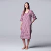 Women's Simply Vera Vera Wang Velour Maxi Sleepshirt -SIMPLY VERA VERA WANG Sales 5005138 Plum Stripe