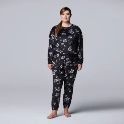 Plus Size Simply Vera Vera Wang Velour Pajama Top and Banded Bottom Pajama Pants -SIMPLY VERA VERA WANG Sales 5005141 ALT2