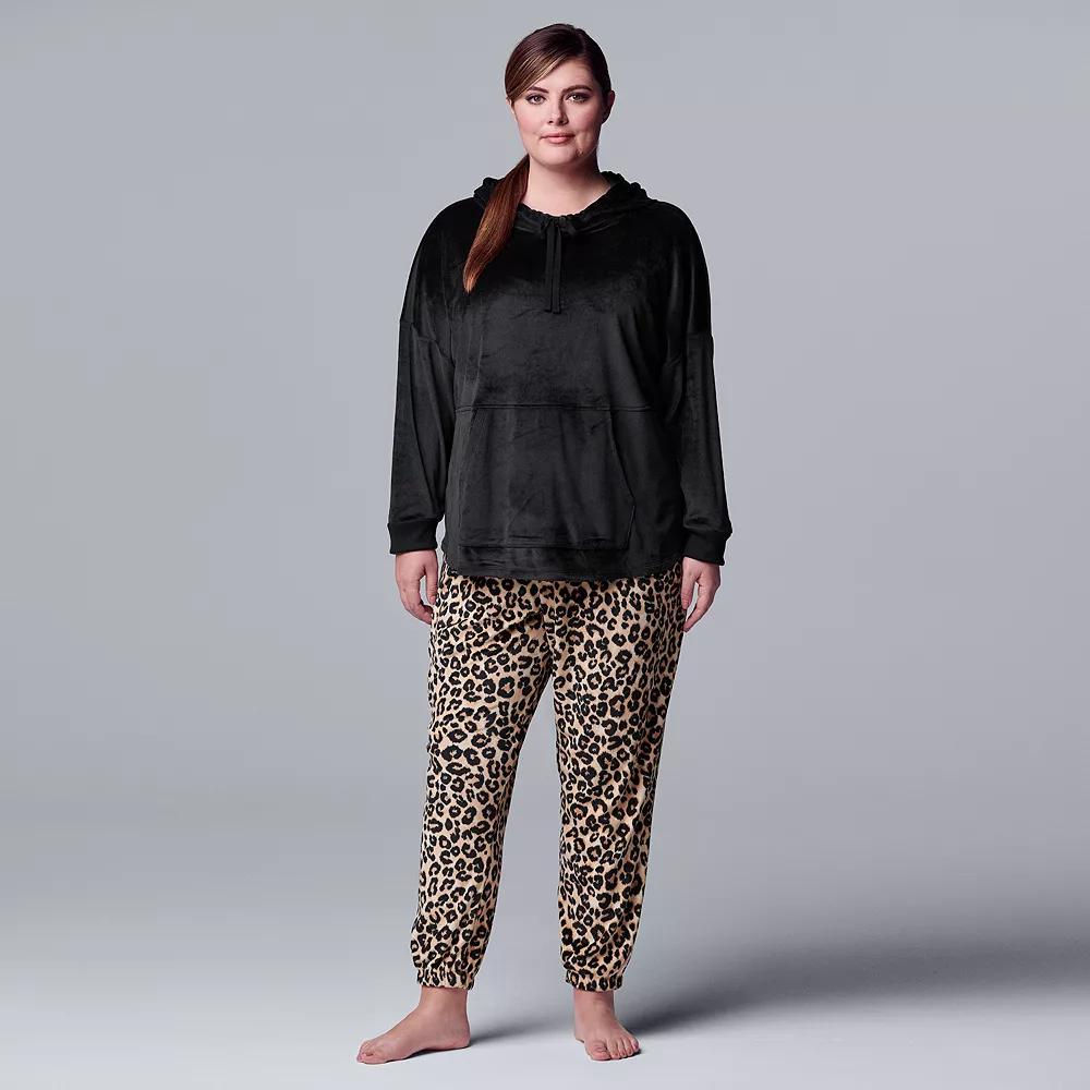 Plus Size Simply Vera Vera Wang Velour Pajama Top & Banded Bottom Pajama Pants Set 3 Plus Size Simply Vera Vera Wang Velour Pajama Top & Banded Bottom Pajama Pants Set