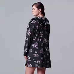 Plus Size Simply Vera Vera Wang Velour Long Sleeve Hooded Sleepshirt -SIMPLY VERA VERA WANG Sales 5005151 ALT