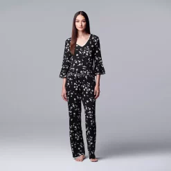 Women's Simply Vera Vera Wang 3/4 Sleeve Pajama Top & Pajama Pants Set -SIMPLY VERA VERA WANG Sales 5047902 ALT2