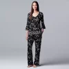 Women's Simply Vera Vera Wang 3/4 Sleeve Pajama Top & Pajama Pants Set -SIMPLY VERA VERA WANG Sales 5047902 Black Floral