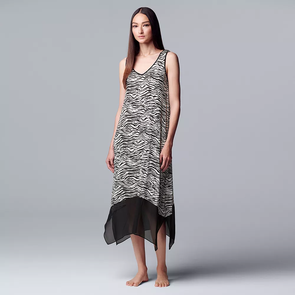 Women's Simply Vera Vera Wang Maxi Chemise with Chiffon Trim 3 Women's Simply Vera Vera Wang Maxi Chemise with Chiffon Trim