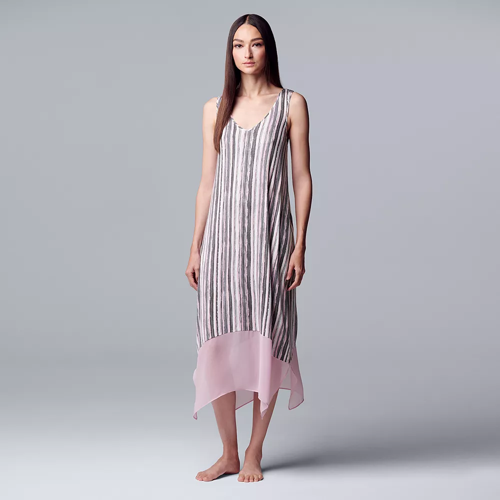 Women's Simply Vera Vera Wang Maxi Chemise with Chiffon Trim 4 Women's Simply Vera Vera Wang Maxi Chemise with Chiffon Trim - Image 2