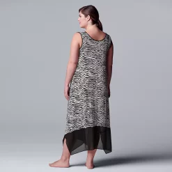 Plus Size Simply Vera Vera Wang Maxi Chemise with Chiffon Trim -SIMPLY VERA VERA WANG Sales 5047910 ALT