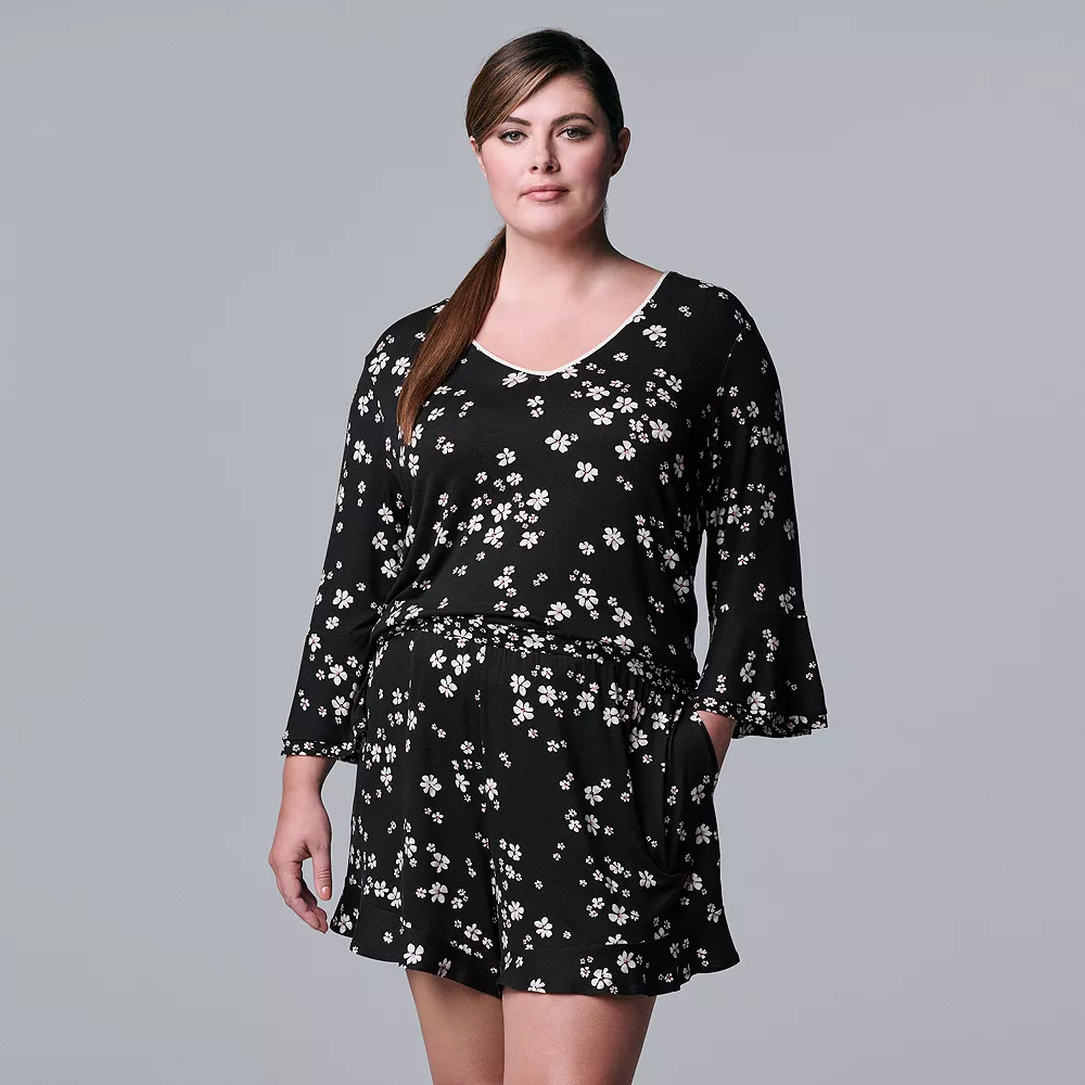 Plus Size Simply Vera Vera Wang 3/4 Sleeve Pajama Top & Pajama Boxer Shorts Set 6 Plus Size Simply Vera Vera Wang 3/4 Sleeve Pajama Top & Pajama Boxer Shorts Set - Image 4