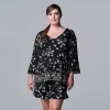 Plus Size Simply Vera Vera Wang 3/4 Sleeve Pajama Top & Pajama Boxer Shorts Set -SIMPLY VERA VERA WANG Sales 5047911 Black Floral