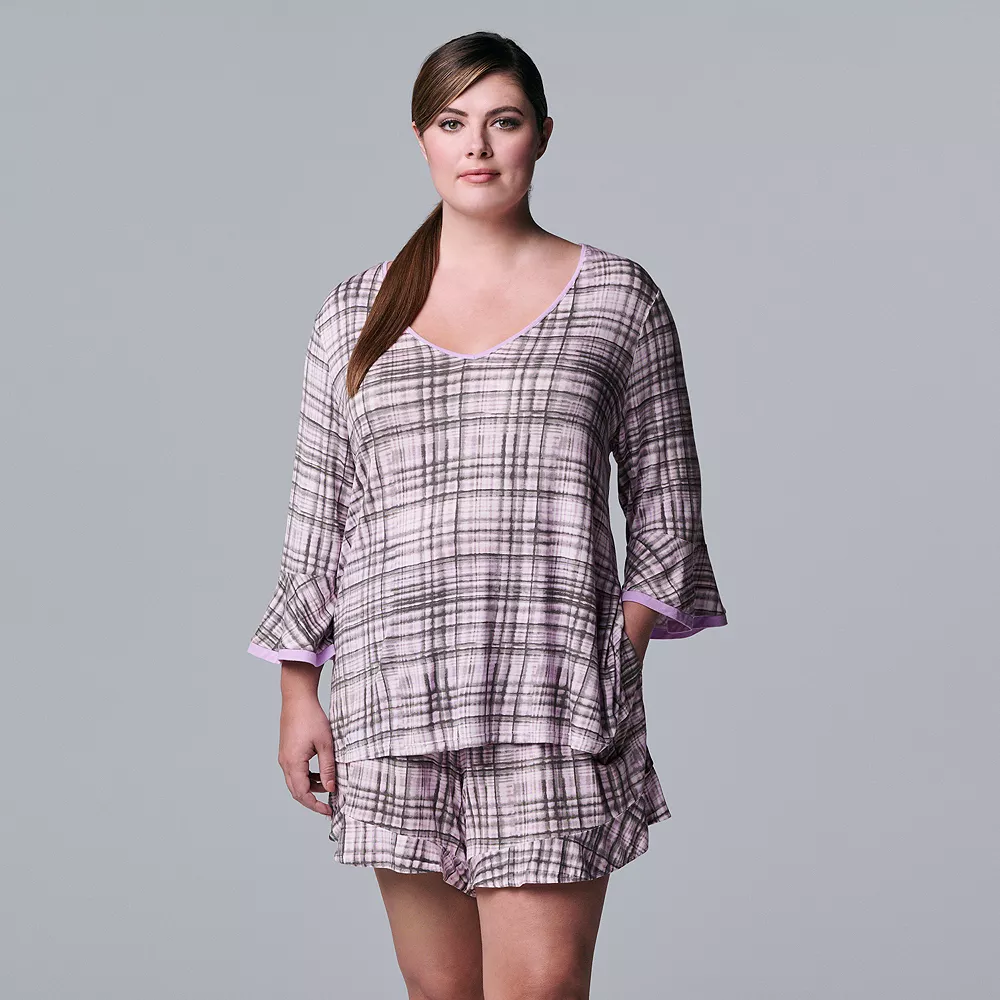 Plus Size Simply Vera Vera Wang 3/4 Sleeve Pajama Top & Pajama Boxer Shorts Set 4 Plus Size Simply Vera Vera Wang 3/4 Sleeve Pajama Top & Pajama Boxer Shorts Set - Image 2