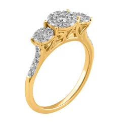 Simply Vera Vera Wang 14k Gold 1/2 Carat T.W. Diamond Halo 3-Cluster Engagement Ring -SIMPLY VERA VERA WANG Sales 5115278 ALT