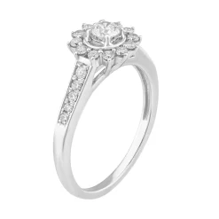Simply Vera Vera Wang 14k White Gold 1/2 Carat T.W. Diamond Flower Halo Engagement Ring -SIMPLY VERA VERA WANG Sales 5115282 ALT
