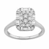 Simply Vera Vera Wang 14k White Gold 1/2 Carat T.W. Round & Baguette Cut Diamond Cushion Cluster Engagement Ring -SIMPLY VERA VERA WANG Sales 5115301