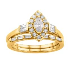 Simply Vera Vera Wang 14k Gold 1/2 Carat T.W. Diamond Marquise Engagement Ring Set