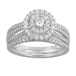 Simply Vera Vera Wang 14k White Gold 3/4 Carat T.W. Diamond Halo Cluster Engagement Ring Set
