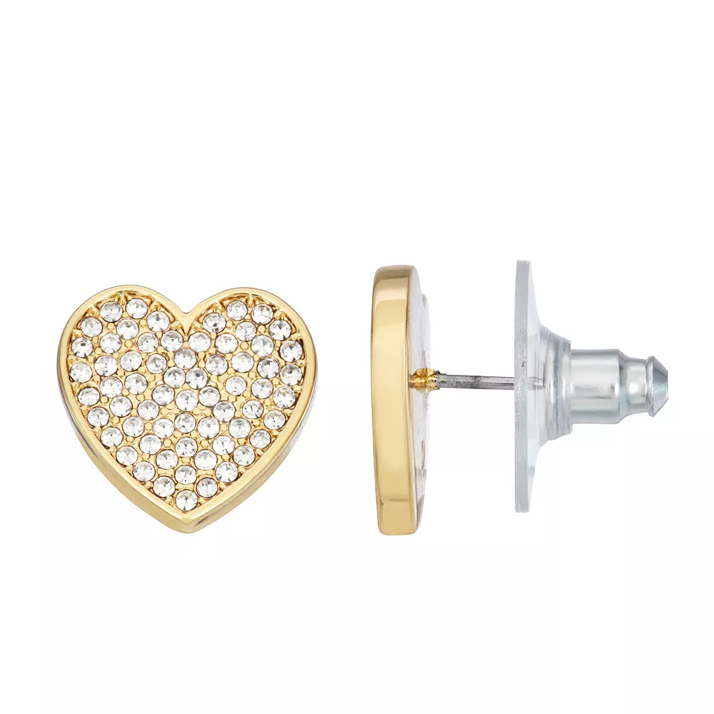 Simply Vera Vera Wang Gold Tone Pave Heart Stud Earrings 3 Simply Vera Vera Wang Gold Tone Pave Heart Stud Earrings