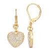 Simply Vera Vera Wang Gold Tone Pave Heart Drop Earrings -SIMPLY VERA VERA WANG Sales 5221603