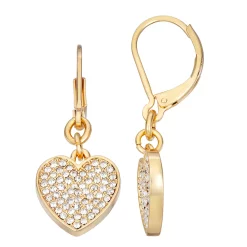 Simply Vera Vera Wang Gold Tone Pave Heart Drop Earrings