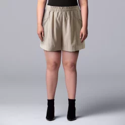 Plus Size Simply Vera Vera Wang High-Waisted Soft Shorts -SIMPLY VERA VERA WANG Sales 5236307 Kaira Khaki