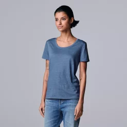 Women's Simply Vera Vera Wang Relaxed Fit Textured Tee -SIMPLY VERA VERA WANG Sales 5239292 Gray Blue