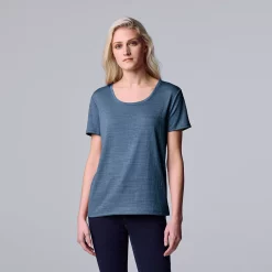 Women's Simply Vera Vera Wang Relaxed Fit Textured Tee -SIMPLY VERA VERA WANG Sales 5239292 Moonbeam Blue