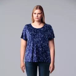 Plus Size Simply Vera Vera Wang Scoopneck Print Tee -SIMPLY VERA VERA WANG Sales 5256625 Bespeckle Mix