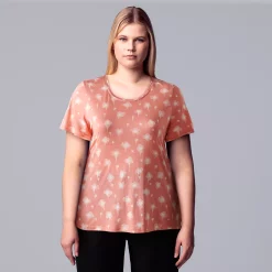 Plus Size Simply Vera Vera Wang Scoopneck Print Tee -SIMPLY VERA VERA WANG Sales 5256625 Ditsy Drip