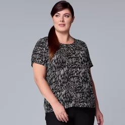 Plus Size Simply Vera Vera Wang Scoopneck Print Tee -SIMPLY VERA VERA WANG Sales 5256625 Graphic Abstract