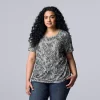 Plus Size Simply Vera Vera Wang Scoopneck Print Tee -SIMPLY VERA VERA WANG Sales 5256625 Graphic Lace
