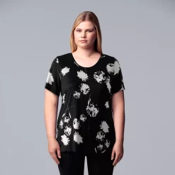 Plus Size Simply Vera Vera Wang Scoopneck Print Tee -SIMPLY VERA VERA WANG Sales 5256625 Modern Floral