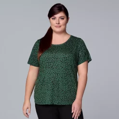 Plus Size Simply Vera Vera Wang Scoopneck Print Tee -SIMPLY VERA VERA WANG Sales 5256625 Pebble Cluster