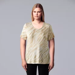 Plus Size Simply Vera Vera Wang Scoopneck Print Tee -SIMPLY VERA VERA WANG Sales 5256625 Soft Tiger