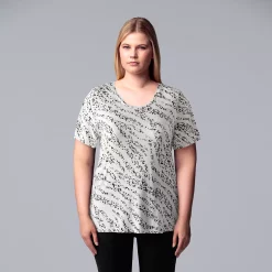 Plus Size Simply Vera Vera Wang Scoopneck Print Tee -SIMPLY VERA VERA WANG Sales 5256625 Tiger Ditsy