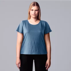 Plus Size Simply Vera Vera Wang Relaxed Scoopneck Tee -SIMPLY VERA VERA WANG Sales 5256626 Gray Blue