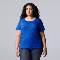 Plus Size Simply Vera Vera Wang Relaxed Scoopneck Tee -SIMPLY VERA VERA WANG Sales 5256626 Vera Blue