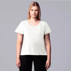 Plus Size Simply Vera Vera Wang Relaxed Scoopneck Tee -SIMPLY VERA VERA WANG Sales 5256626 White Knight