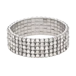 Simply Vera Vera Wang Silver Tone Simulated Crystal Wide Stretch Bracelet