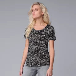 Petite Simply Vera Vera Wang Printed Short Sleeve Tee -SIMPLY VERA VERA WANG Sales 5256811 Graphic Abstract