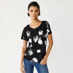 Petite Simply Vera Vera Wang Printed Short Sleeve Tee -SIMPLY VERA VERA WANG Sales 5256811 Modern Floral
