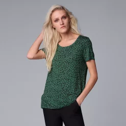 Petite Simply Vera Vera Wang Printed Short Sleeve Tee -SIMPLY VERA VERA WANG Sales 5256811 Pebble Cluster