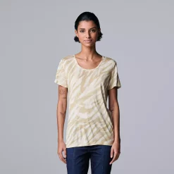 Petite Simply Vera Vera Wang Printed Short Sleeve Tee -SIMPLY VERA VERA WANG Sales 5256811 Soft Tiger