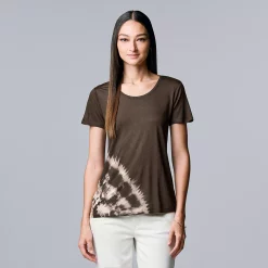 Petite Simply Vera Vera Wang Printed Short Sleeve Tee -SIMPLY VERA VERA WANG Sales 5256811 Spiral Dye