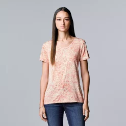Petite Simply Vera Vera Wang Printed Short Sleeve Tee -SIMPLY VERA VERA WANG Sales 5256811 Sprinkle Texture A